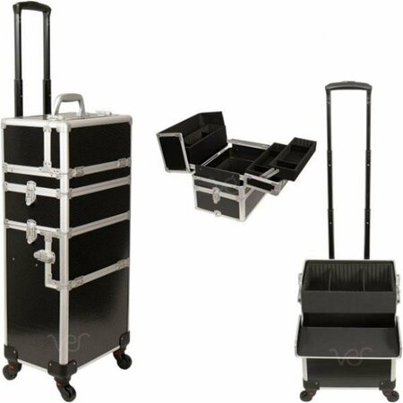 VER Black Stripe Pro Makeup Rolling Case JMT001-61